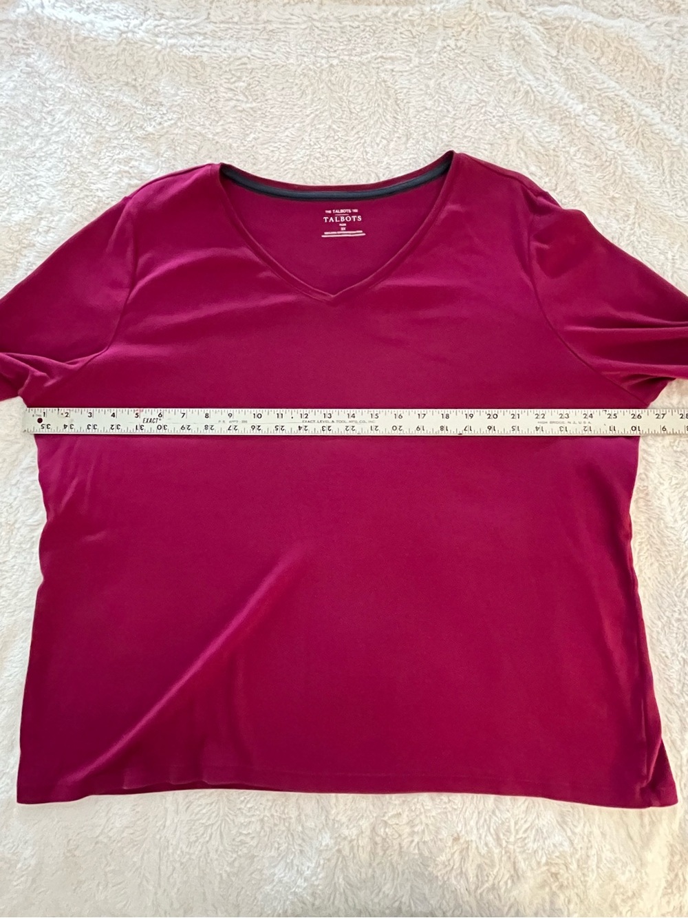 Talbots Long Sleeve V-Neck Top in Raspberry - Picture 3 of 6